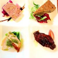 テリーヌ、鰯のキッシュ、スモークチキン、手羽先のバルサミコ酢煮