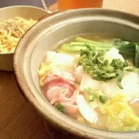 まるちゃん正麺塩味でみぞれ鍋|ちよーぬさん