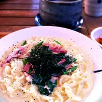 Snapdishの料理写真:明太カルボナーラうどん♡|みゆきさん