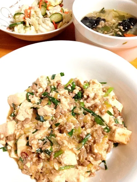 麻婆豆腐丼と中華スープ|カウンター嬢さん