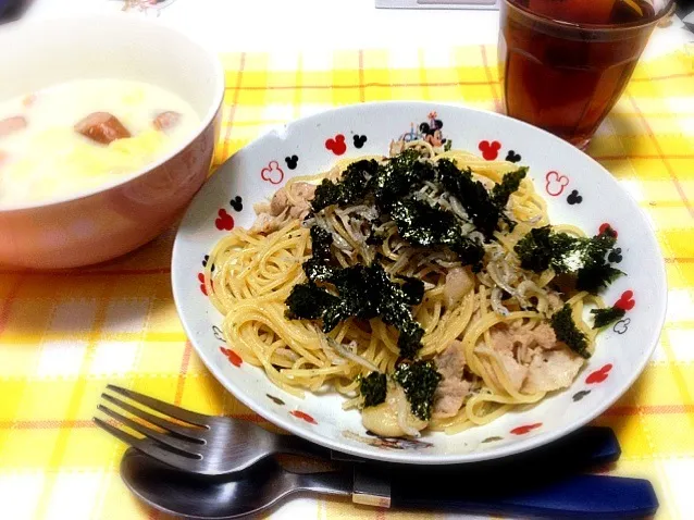 しらすのペペロンチーノと白菜のスープ|まっすぅさん