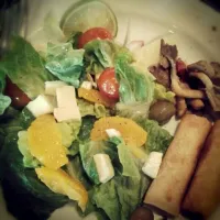 Snapdishの料理写真:salad, spring roll and roasted mushroom|Raine Melissa Rimanさん