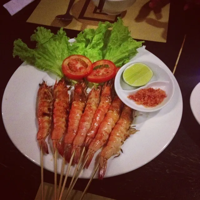 shrimp bbq with chillies salt|veganoさん