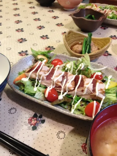 マグロステーキバルサミコソースと餡掛け肉団子|マツさん