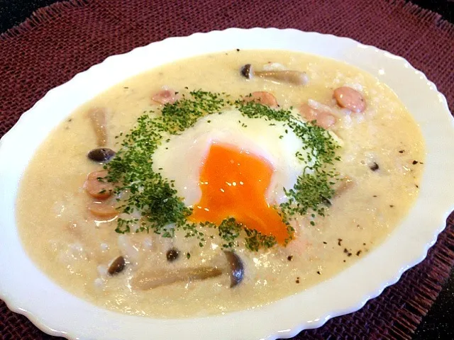 Snapdishの料理写真:冷やご飯deカルボライス☆豆乳・塩麹入り|masakoさん