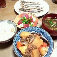 肉じゃがとまぐろ山芋とししゃも焼き|なおっちさん