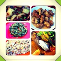 Dinner @ jb! Sambal kangkong, salted egg pork, asyam stingray, sambal smelly bean, fried rice!|jaslyn  chongさん