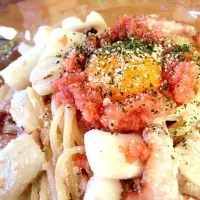 イカと明太子のクリームパスタ|ちひろさん