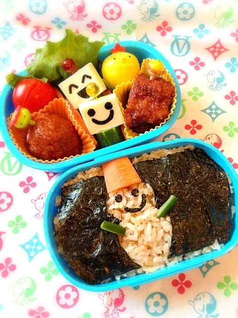 幼稚園男の子弁当。雪だるま海苔弁|eguchiさん