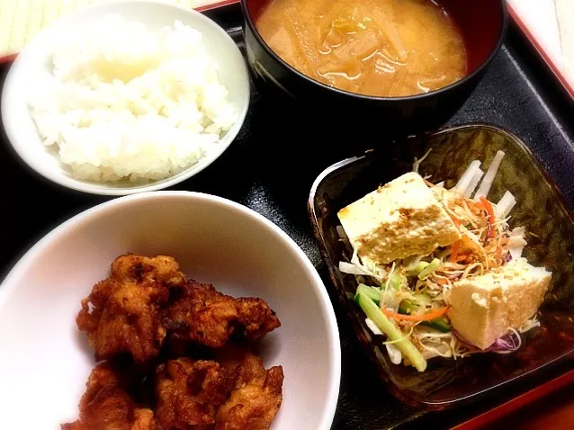 Tofu Salad, Karaage & Miso Soup|Tito Jickain Recososa Jrさん