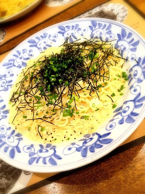 Snapdishの料理写真:じゃがいもと枝豆の明太クリームパスタ|みわさん