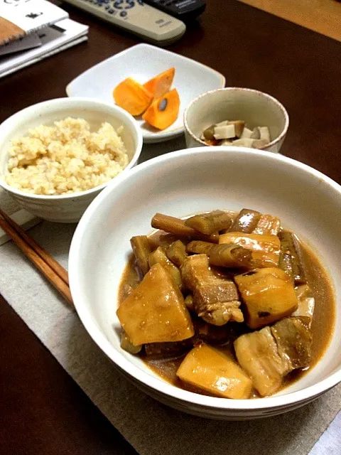 里芋と豚バラの味噌味こっくり煮|しょうこさん