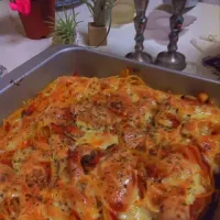 Oven baked Russian salmon and tomato pasta with cheese|akanushka tatteeさん