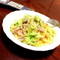 キャベツと豚肉のパスタ。|わきおくん。さん