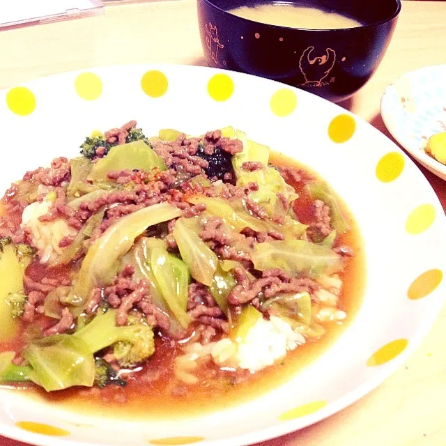 ブロッコリーと挽き肉のあんかけ丼|ずーみんさん