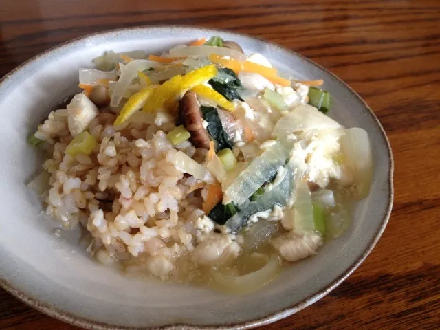 Snapdishの料理写真:ゆず味噌風味の野菜たっぷりお豆腐あんかけ丼♡|ずぼら管理栄養士ママさん