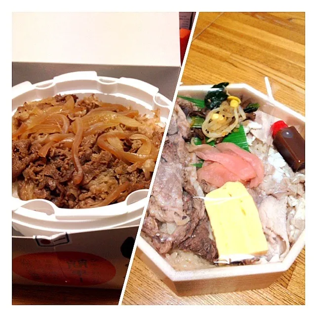 Snapdishの料理写真:米沢 牛べこと味噌しゃぶしゃぶVS牛すき焼き 対決弁当|さっちゃむさん