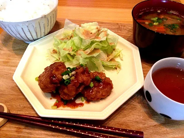 れんこん入りつくね定食|モリヨコさん