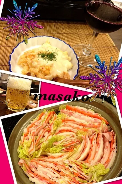 Snapdishの料理写真:白菜と豚バラのミルフィーユ鍋、〆はキムチパスタならぬキムチリゾット❤|masakoさん