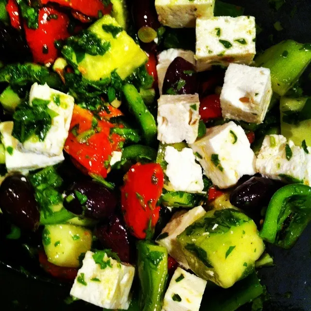 Classic Greek salad with arugula instead of parsley.|Meredith Humbrachtさん