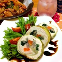 Snapdishの料理写真:鶏肉と野菜の白菜ロール蒸し