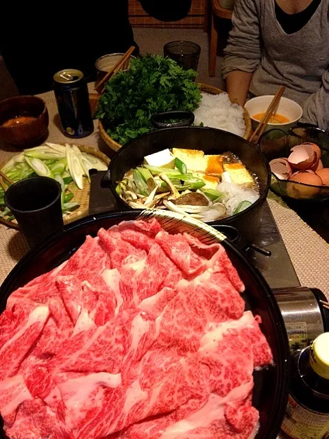 Snapdishの料理写真:imomiu邸で、すき焼きパーティー|maruruさん