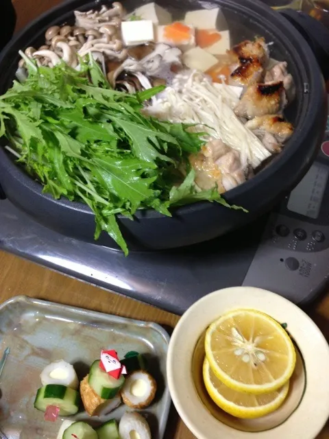 鶏と水菜の湯豆腐鍋|さくたえさん