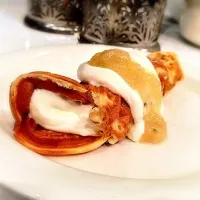 Pancake with Apple Jam and Whipped Cream