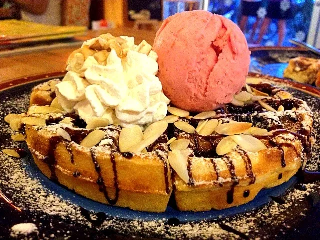 Double chocolate waffle with raspberry icecream|toystory150780さん