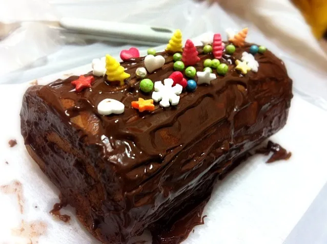 X'mas Tree trunk cake🎄🎅🍰|PeonyYanさん