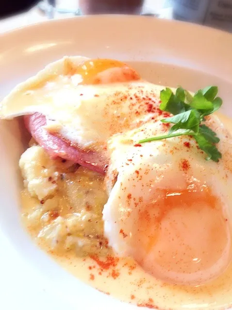 Bubble and squeak with hollandaise sauce and fried eggs|PhUnGさん