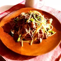 豚肉と大根の葉っぱのパスタ٩(๑❛ᴗ❛๑)۶|フランスパンさん