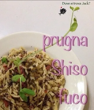 Snapdishの料理写真:Curly fettuccine con salsa di burro di soia fuco shiso prugne entra|nofishさん