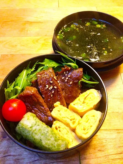 갈비구이와 미역국 도시락 カルビ焼きとわかめスープのお弁当|마도카さん