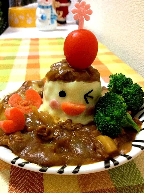 Snapdishの料理写真:プリンアラモード風⁈❤カレーらいすू(๑ ›◡ु‹ ๑ ू)|ららさん