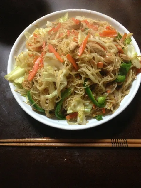 ツナと野菜の素麺炒め|大きな樹さん