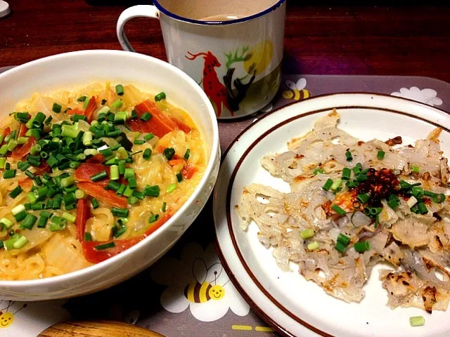 煮込みラーメン、モチモチ蓮根焼き|Mitsukoさん