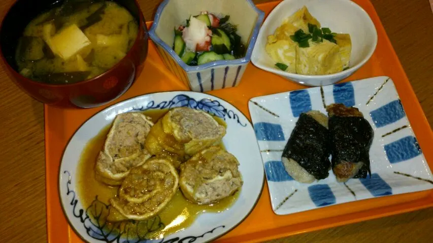 油揚げミートローフ、山芋磯辺餅他|kyaraさん