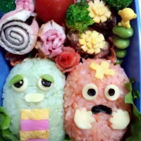 ガチャピン＆ムック弁当　キャラ弁