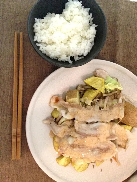 電子レンジのみ野菜と豚肉のじゃぶじゃぶ風|ちゃまんじゅうさん