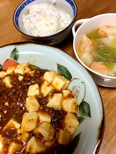 Snapdishの料理写真:麻婆豆腐と水餃子の春雨スープ|海松さん