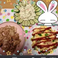 Snapdishの料理写真:鳥肉レモン風味ソテー    スパニッシュオムレツ|矢部智恵子さん