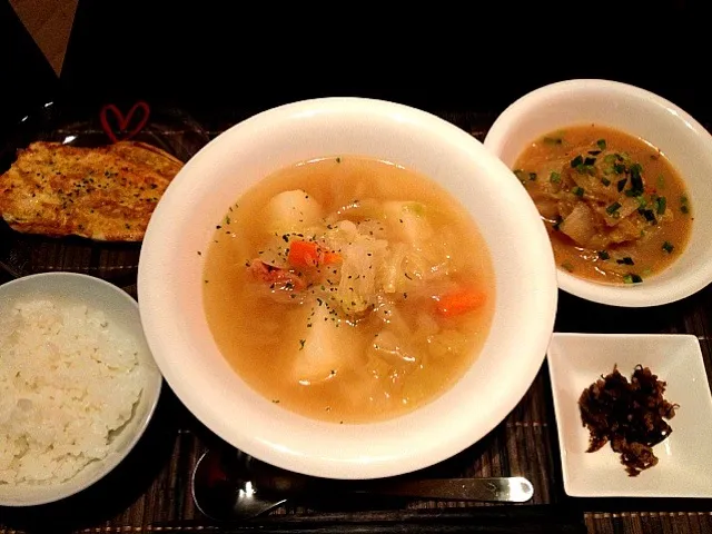 ポトフ、大根と白菜の味噌煮、ササミのチーズカレーピカタ|はるさん