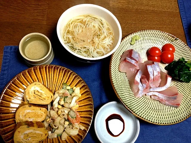 晩飯 カンパチ オカラ入り卵焼きなど|HalfPintさん