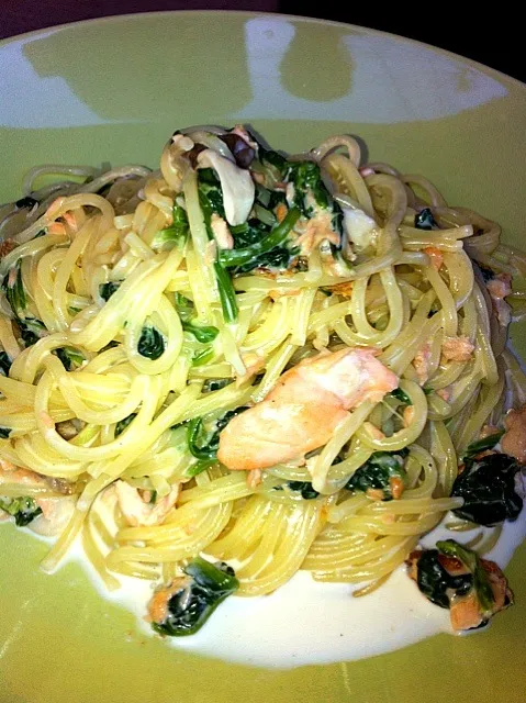 Cream Pasta with Salmon n Spinach|ローストワンさん