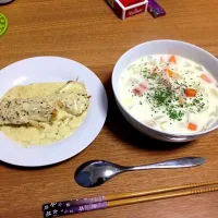 クラムチャウダーと鱈のクリームソテー|お料理紳士さん