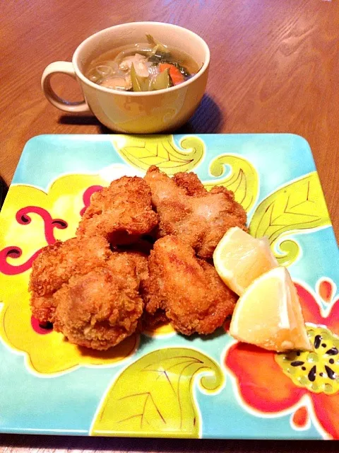 チキンカツと野菜たっぷり春雨スープ|さくたえさん