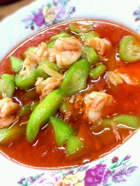 stir fried angled gourd with prawn|hakubaraさん