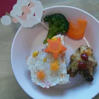 Snapdishの料理写真:クリスマスバージョンのランチ|mamilinさん