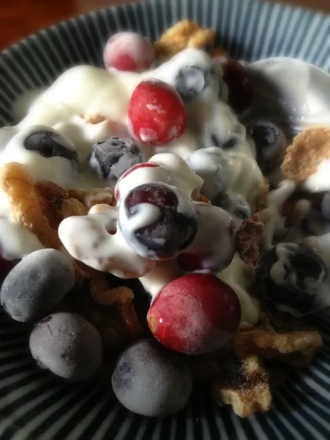 cranberries blueberries walnut yoghurt 健康早餐😋|willzさん